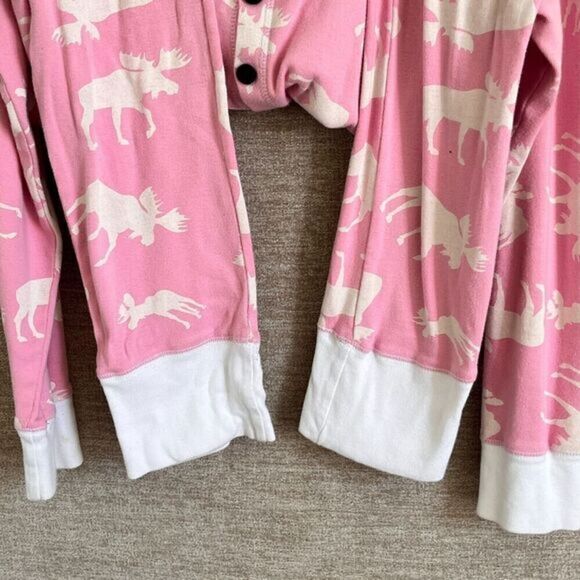 Lazy One Womens Pajamas One Piece Jumpsuit Pink XL Moose Print Flap Jack Cotton - Picture 11 of 14